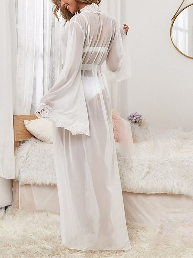 Women's Lace Dress Sheath Dress Long Dress Maxi Dress Sexy Classic Lace Bow Solid Colored V Neck Party White 2023 Summer Spring S M L XL - LuckyFash™