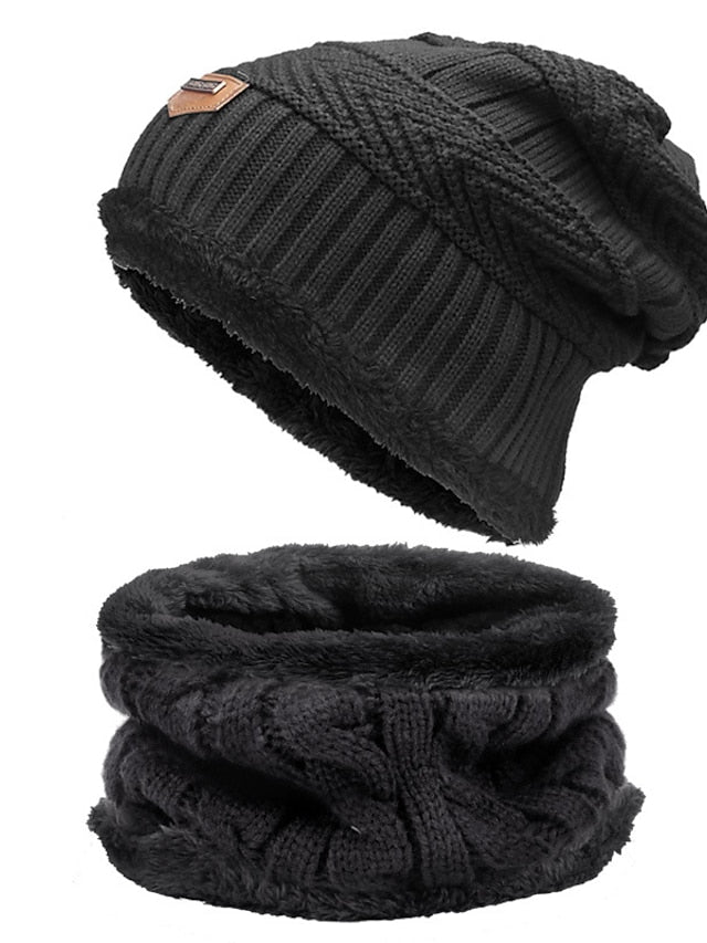 Men's Women's Slouchy Beanie Hat Winter Warm Set Outdoor Home Daily Solid / Plain Color Knitting Casual Casual / Daily 1 Pack - LuckyFash™