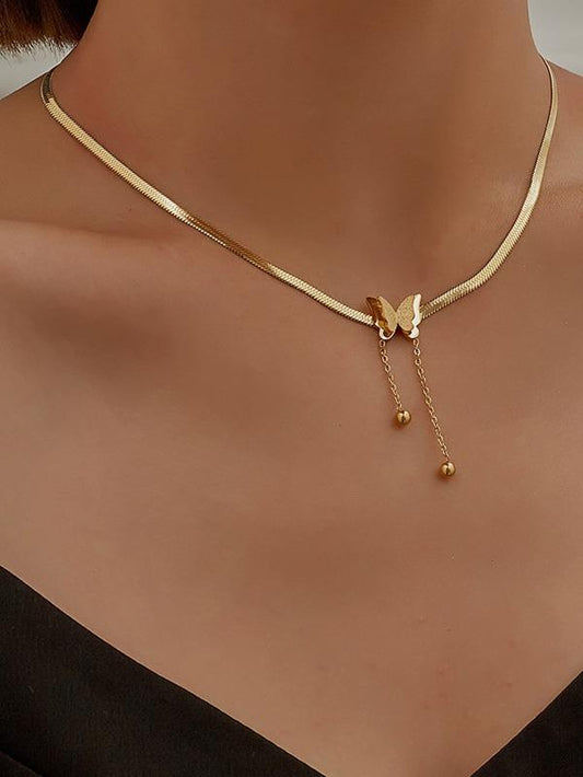 Butterfly Decor Necklace-Gold - LuckyFash™