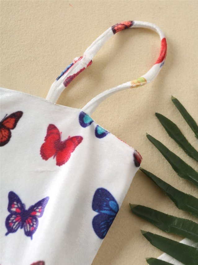 Butterfly Print Lace Up Back Tube Bodycon Dress - LuckyFash™