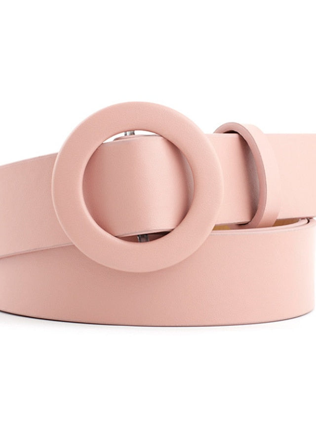 Unisex PU Buckle Belt PU Leather Sliding Buckle O-ring Casual Classic Party Daily White Black Pink Red for Women - LuckyFash™