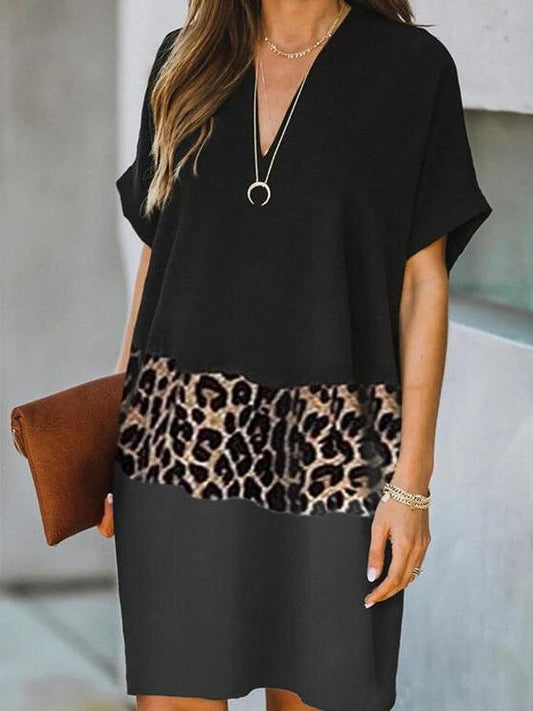 Casual Color Block V-neck Dress - LuckyFash™