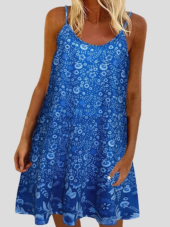 Casual Floral Print Suspender Dress - LuckyFash™