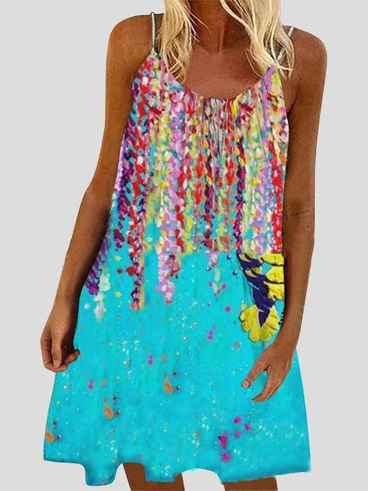 Casual Floral Print Suspender Dress - LuckyFash™