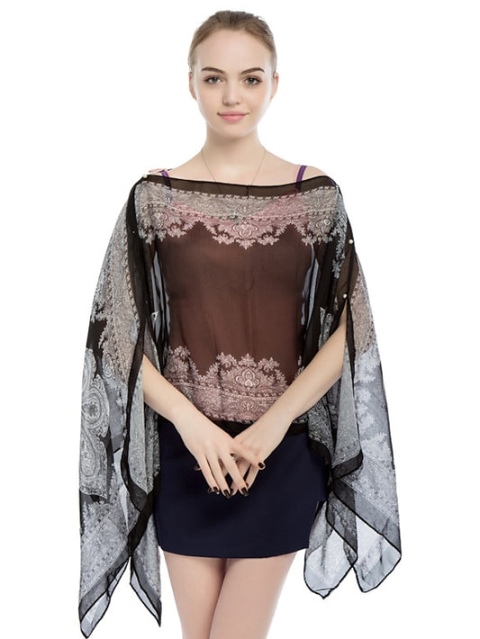 Women's Satin Scarves Shawl Daily Holiday Chiffon Vacation Casual Bohemia Sunscreen Outdoor 1 PC - LuckyFash™