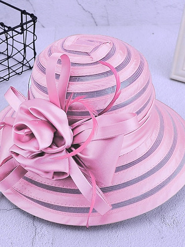 Women's Hat Party Hat Silver Black Purple Wedding Party Outdoor Flower Solid Color Portable Sun Protection Breathable - LuckyFash™