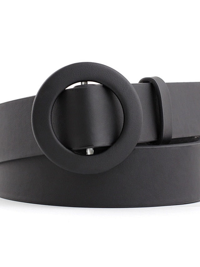 Unisex PU Buckle Belt PU Leather Sliding Buckle O-ring Casual Classic Party Daily White Black Pink Red for Women - LuckyFash™