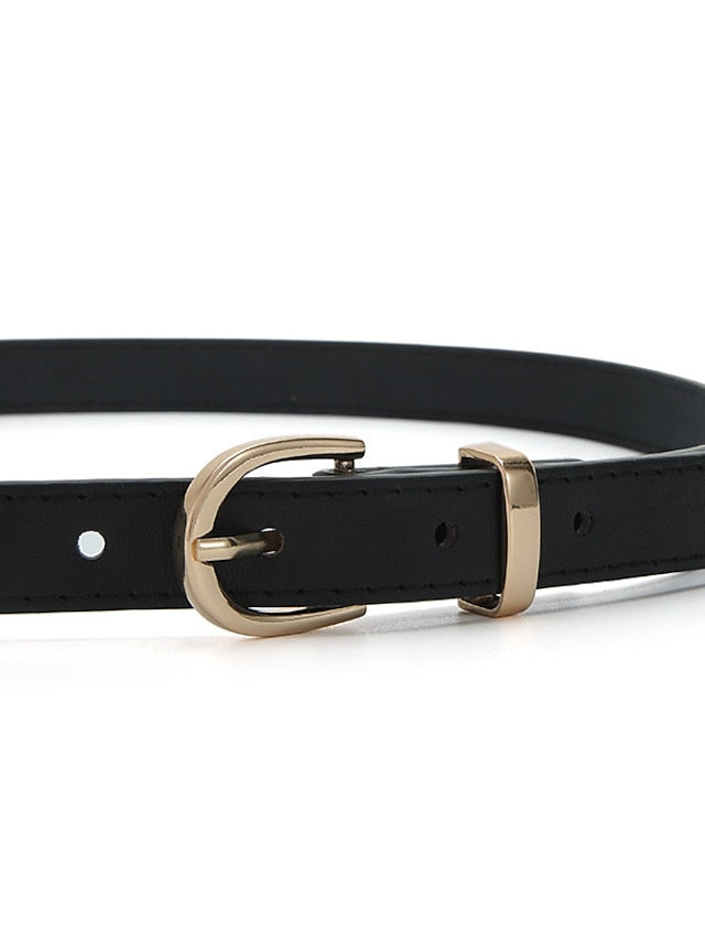 Women's Unisex PU Buckle Belt PU Leather Metal Bucke D-ring Casual Classic Party Daily Violet White Black Silver - LuckyFash™