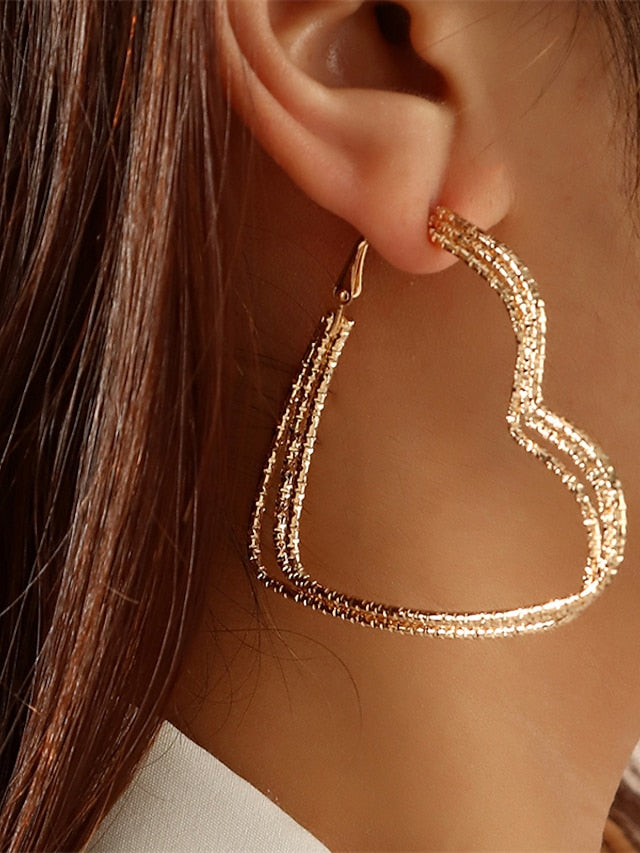 Women's Earrings Chic & Modern Party Heart Earring / Party Evening / Gold / Fall / Winter / Spring - LuckyFash™