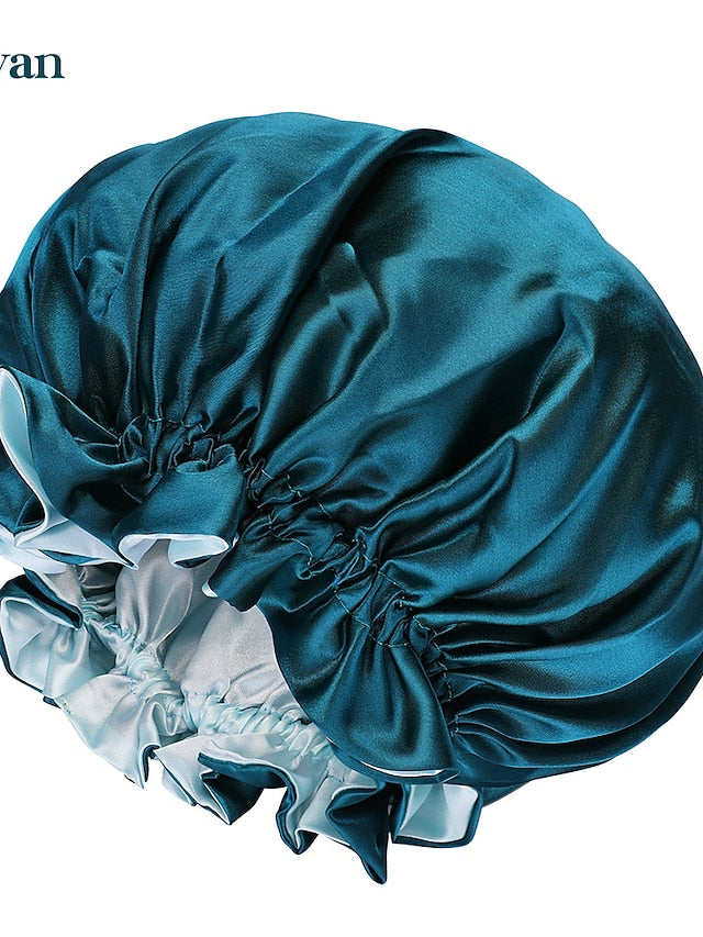 Large double-layer Satin nightcap female European and American large round cap chemotherapy cap Satin bonnet - LuckyFash™