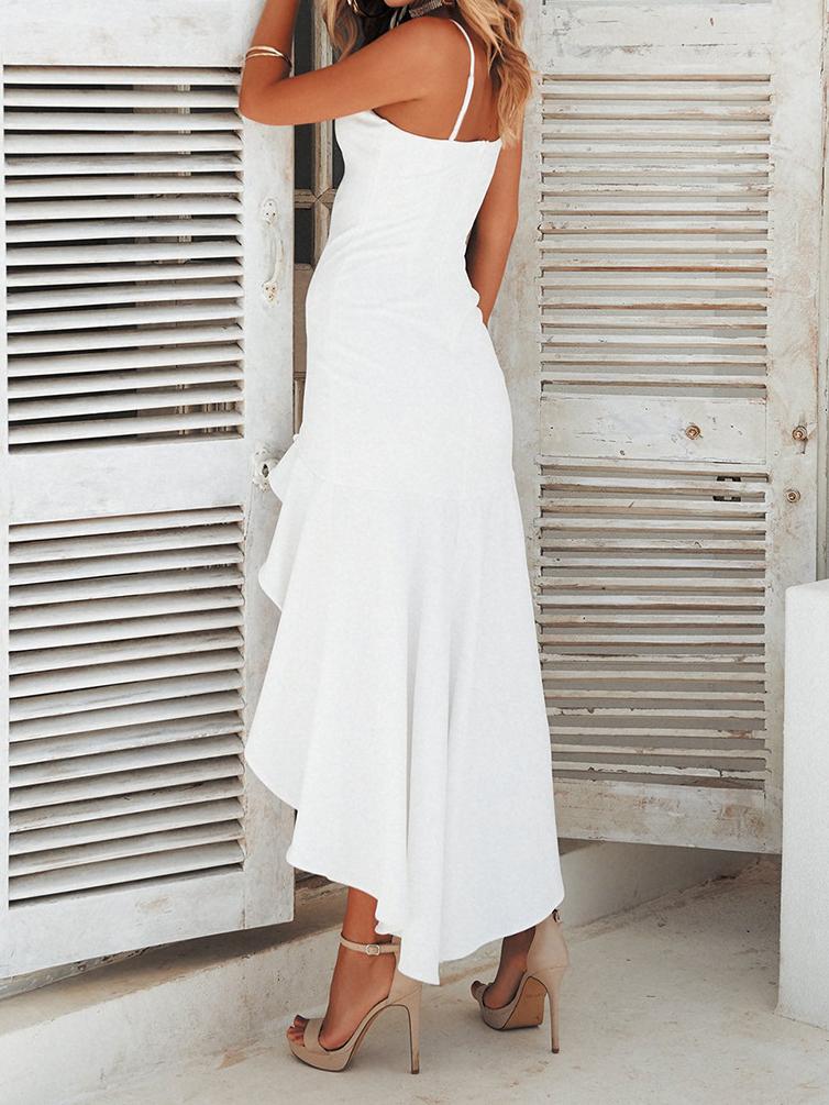 Charming Sling Open Back Ruffled Irregular Dress - LuckyFash™