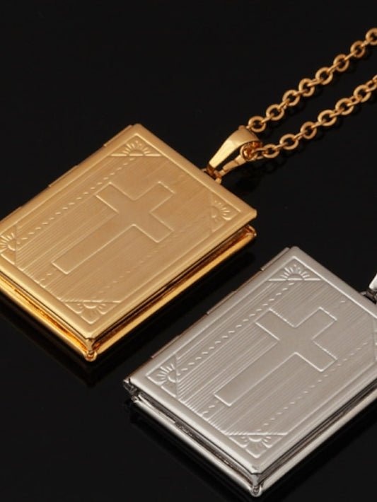 Lockets Necklace God Necklace For Women's Daily Gold Plated Cross Love Gold - LuckyFash™