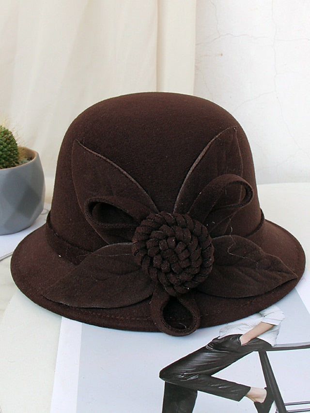 Women's Party Hat Party Wedding Special Occasion Flower Flower Wine Camel Hat / White / Blue / Fall / Winter / Spring - LuckyFash™