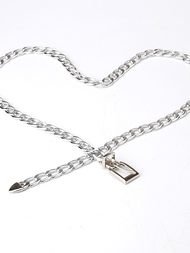 Women's Unisex Chain Belt Metal Chain Prong Buckle Plain Casual Classic Party Daily Silver Gold - LuckyFash™
