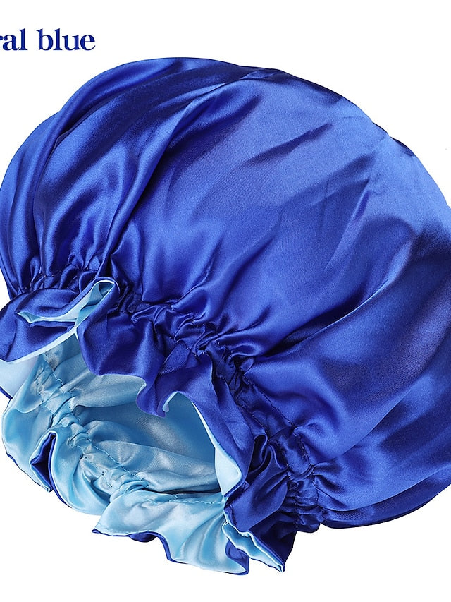 Large double-layer Satin nightcap female European and American large round cap chemotherapy cap Satin bonnet - LuckyFash™