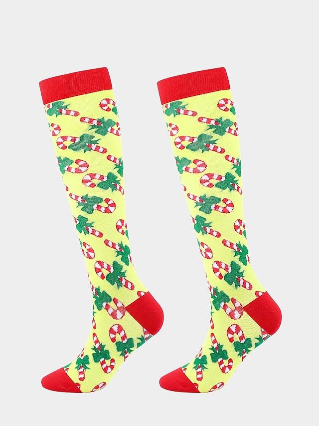 Unisex Knee High Socks Christmas Gift Cycling / Bike Multi Color Spandex Nylon Sporty Casual Classic Warm Cute Sports 1 Pair - LuckyFash™