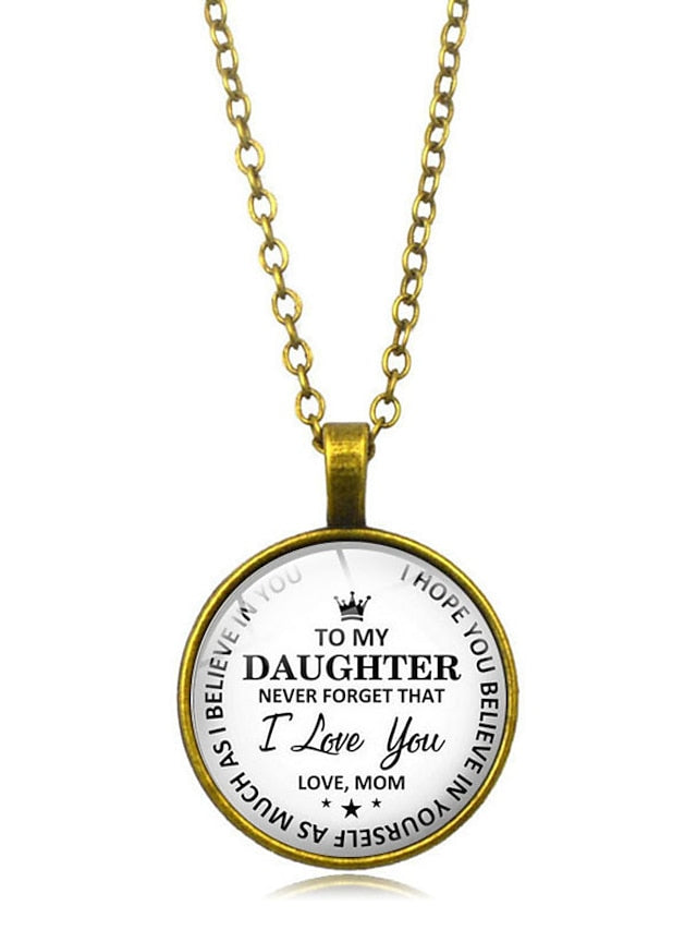 Women's necklace Fashion Street Letter Necklaces & To my Daughter Pendant Round Glass Necklaces / Sweater Chain Necklace - LuckyFash™
