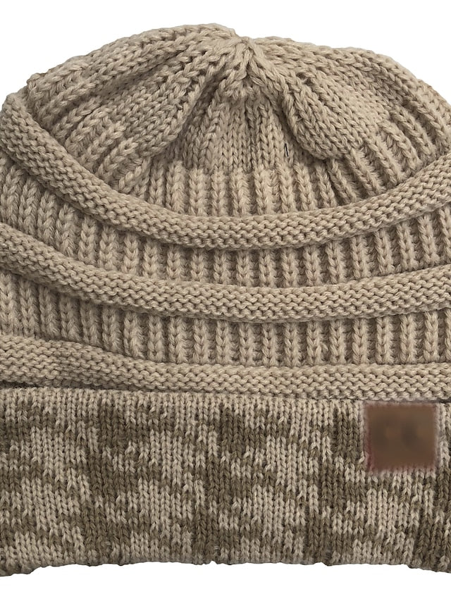 Women's Hat Beanie / Slouchy Black Wine Light Gray Outdoor Home Street Knitted Houndstooth Portable Windproof Comfort - LuckyFash™