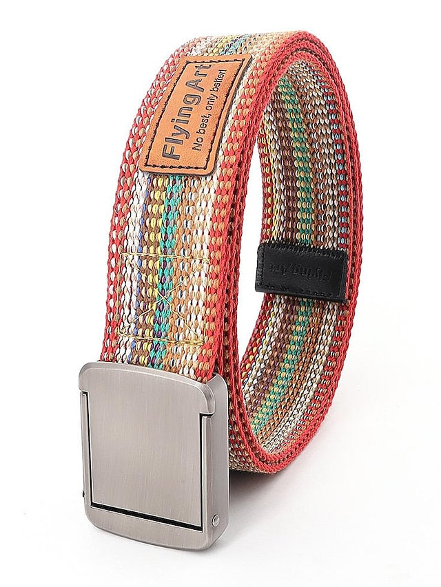 factory direct supply custom logo ethnic style fashion youth belt colorful belt men and women canvas jeans belt - LuckyFash™