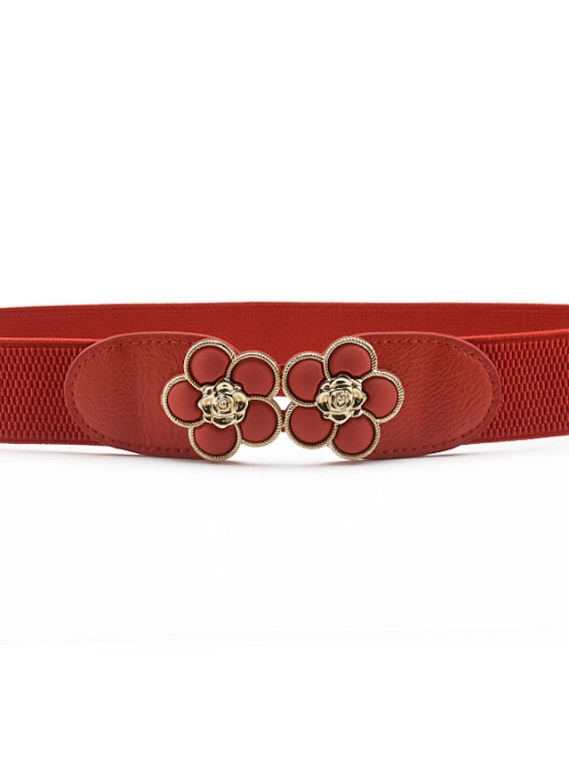 Women's Buckle Party Wedding Street Dailywear Black White Belt Pure Color Red Khaki Fall Winter Spring - LuckyFash™