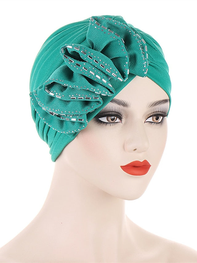 Lastest Flower Turban Bonnet for Women Muslim Hijab Headscarf Cap Wedding Party Headwear Turbante African Headtie - LuckyFash™