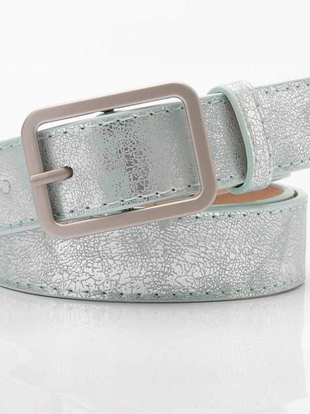Women's Unisex PU Buckle Belt PU Leather Prong Buckle Plain Casual Classic Party Daily Green Black Pink Silver - LuckyFash™