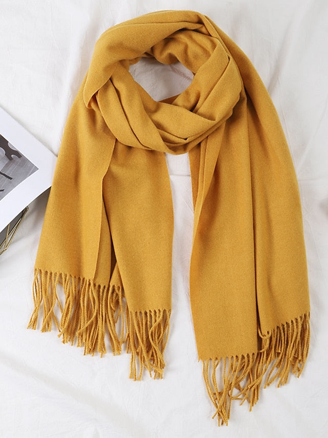 Women's Women's Shawls & Wraps Party Black Scarf Pure Color / Basic / Red / Fall / Winter / Polyester - LuckyFash™