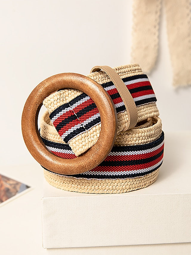 Women's Belt Straw Rainbow Waist Belt Daily Date Stripe - LuckyFash™