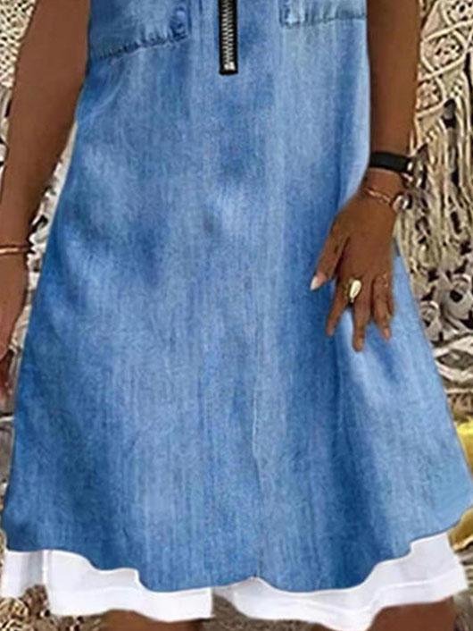 Denim Sleeveless Round Neck Casual Dress - LuckyFash™