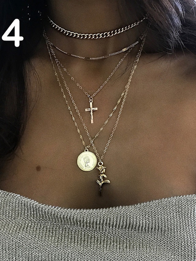 Choker Necklace Charm Necklace Layered Star Ladies Punk Lolita Bohemian Fashion Rhinestone Alloy Gold Layer Necklace 1 Layer Necklace 2 Layer Necklace 3 Layer Necklace 4 40 cm Necklace Jewelry - LuckyFash™