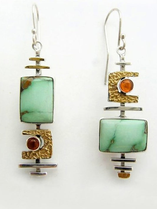 Women's Earrings Vintage & Fashion Street Style Textured Geometry Earring / Green / Dailywear / Spring / Summer / Fall / Winter - LuckyFash™
