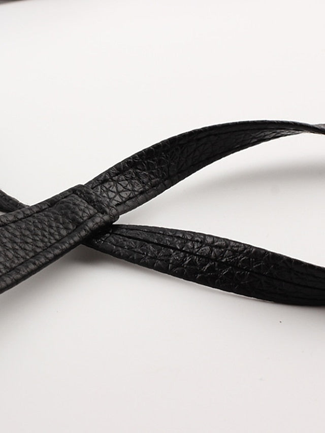 Women's Unisex Wide Belt PU Leather Buckle Free Knot Decor Casual Classic Party Daily White Black Coffee - LuckyFash™