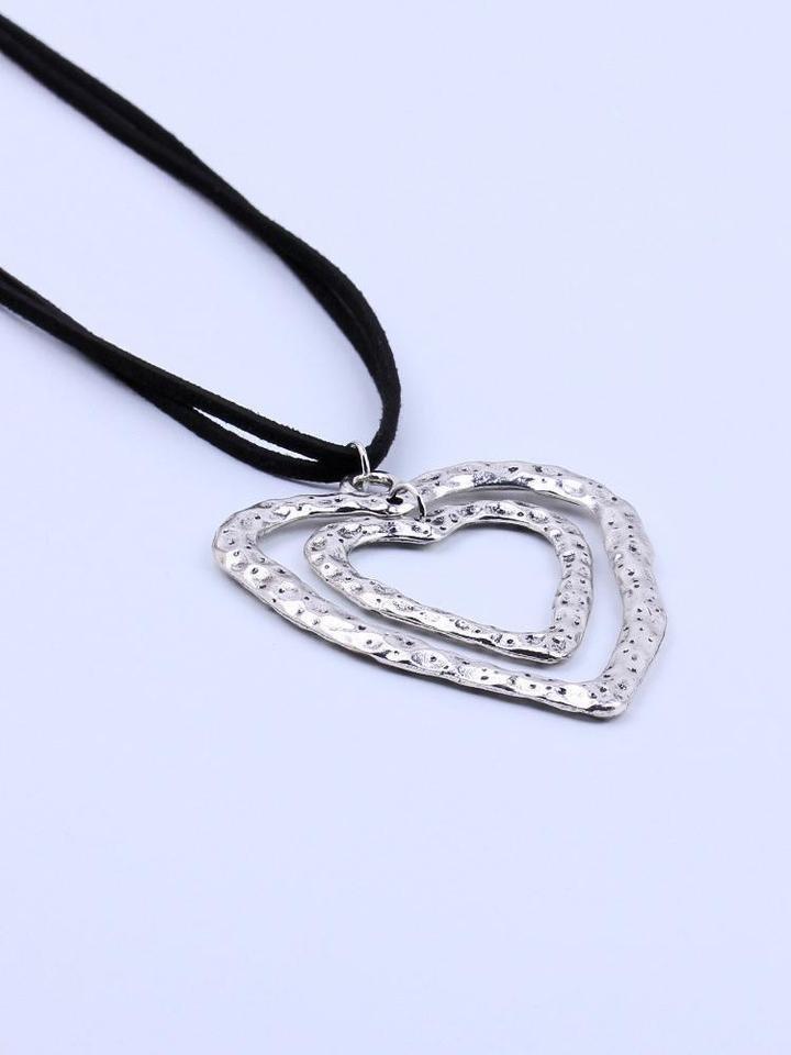 Double heart-shaped brown leather long necklace - LuckyFash™