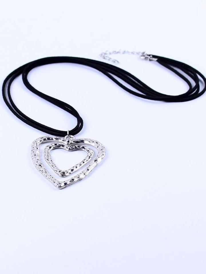Double heart-shaped brown leather long necklace - LuckyFash™