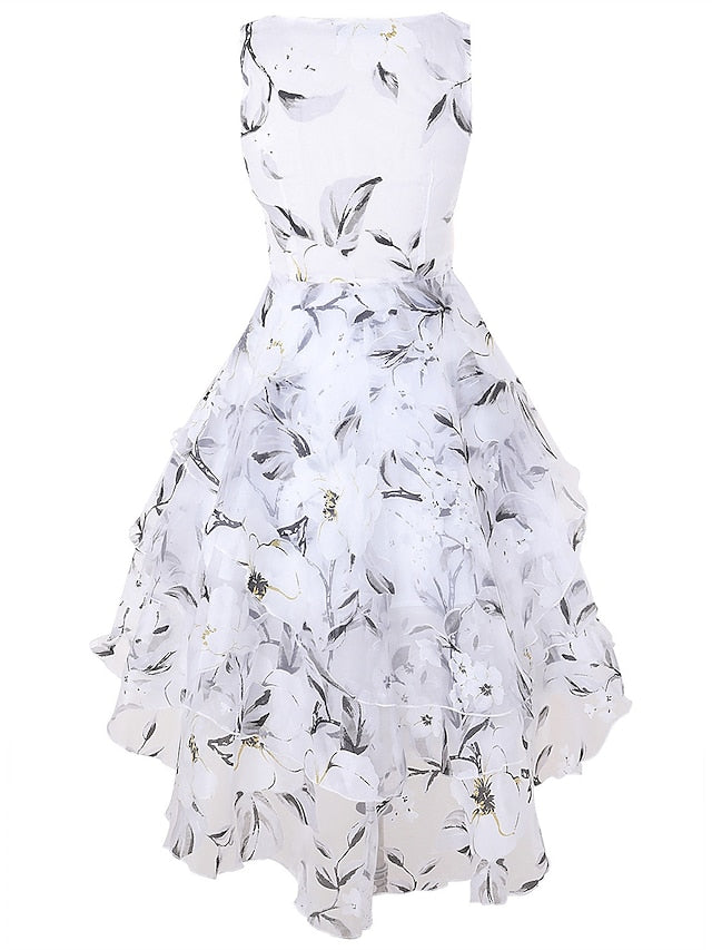 Women's Lace Dress Cocktail Dress Swing Dress Midi Dress White Green Gray Sleeveless Floral Lace Summer Spring Crew Neck Party Birthday Evening Party Wedding Guest 2023 S M L XL 2XL 3XL / Vacation - LuckyFash™