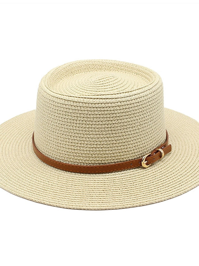 Women's Sun Hat Straw Hat Sports & Outdoor Daily Holiday Solid / Plain Color Straw Vacation Simple Style Beach Sunscreen 1 pcs - LuckyFash™