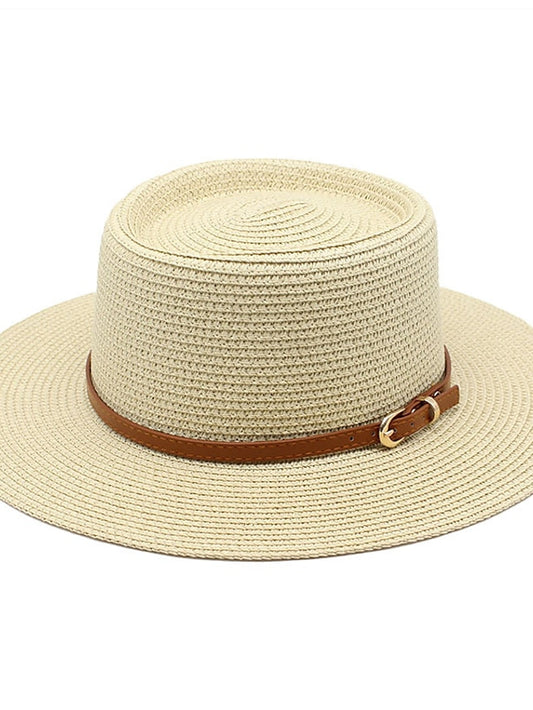 Women's Sun Hat Straw Hat Sports & Outdoor Daily Holiday Solid / Plain Color Straw Vacation Simple Style Beach Sunscreen 1 pcs - LuckyFash™