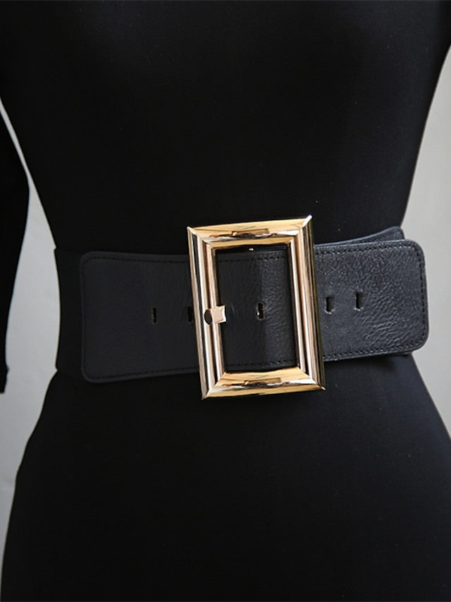 Women's Belt PU Black Gold Wide Belt Dailywear Business Daily Date Pure Color / Spring / Summer / Fall / Winter - LuckyFash™