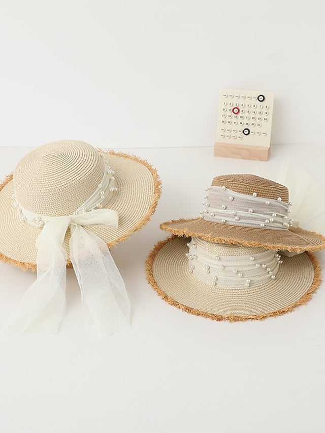 Women's Sun Hat Straw Hat Holiday Straw Lace Vacation Beach Sunscreen Casual 1 pcs - LuckyFash™
