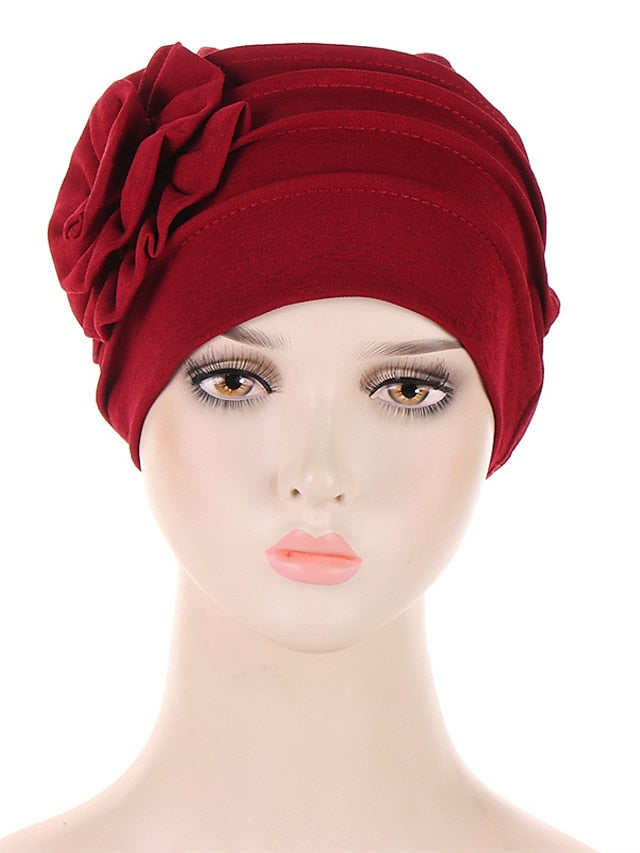 Women's Hats Spring Summer Flower Beanie Hat Muslim Stretch Turban Hat Hair Care Headwear Hijib Cap - LuckyFash™