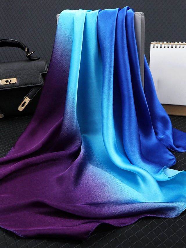 Gradient Color 70*70cm Scarf Hijab Women Square Wrap Shawl Head Neck Cover Plain Hair Tie Band Beach Hijab Female Foulard - LuckyFash™