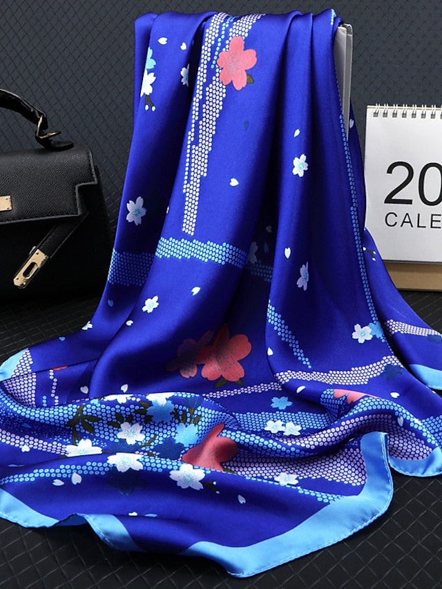 Floral Scarf Shalw Women Wraps Hijab Foulard Female Bandana Print 70cm Square Satin Scarves Stoles Gift - LuckyFash™
