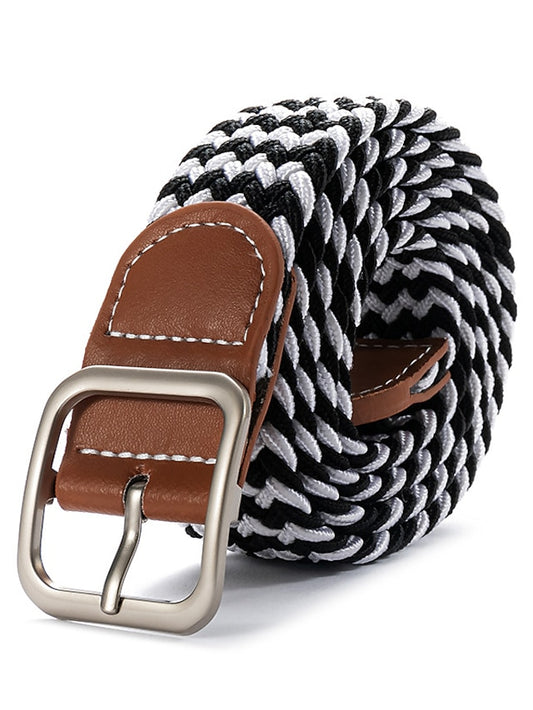 Men's Women's Web Belt Canvas Buckle Free Plain Classic Casual Work Daily Black / White Black Blue Green - LuckyFash™