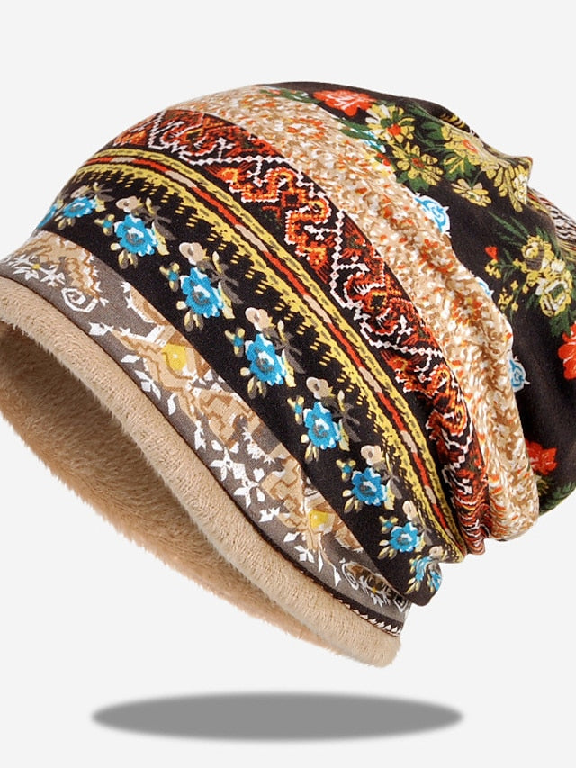 Women's Hat Beanie / Slouchy Blue Coffee Outdoor Home Daily Print Flower Portable Windproof Comfort - LuckyFash™