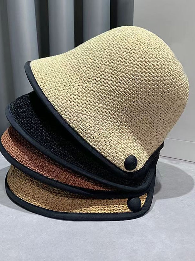 New Women Black Khaki Solid Bucket Hat Bob Caps Fashion Summer Panama Cap Beach Sun Fishing Shopping Boonie Hat Ladies Cap - LuckyFash™