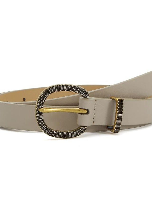 Women's PU Buckle Belt PU Leather Metal Bucke D-ring Classic Party Work Black Camel Brown Beige - LuckyFash™