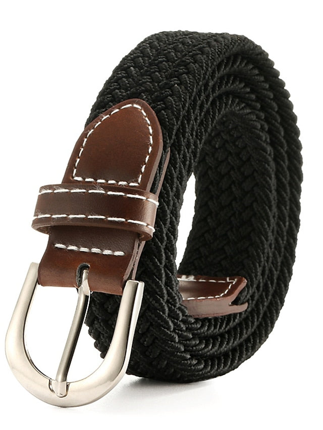 Men's Women's Web Belt Canvas Buckle Free Plain Classic Casual Work Daily Black Blue Green Dark Blue - LuckyFash™