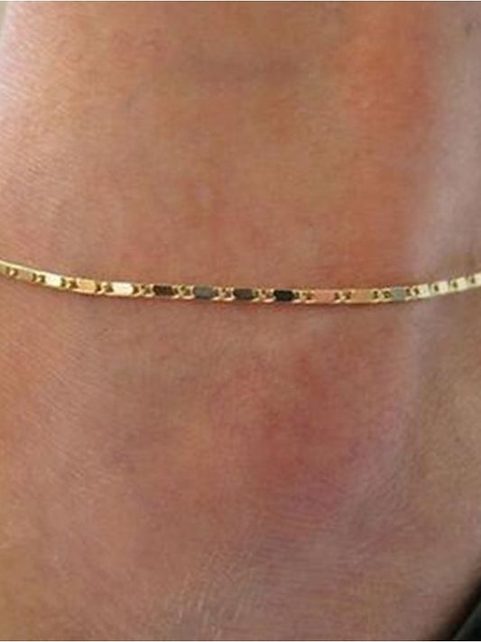 Ankle Bracelet Stylish Simple Women's Body Jewelry For Daily Holiday Alloy Silver Gold 1pcs - LuckyFash™