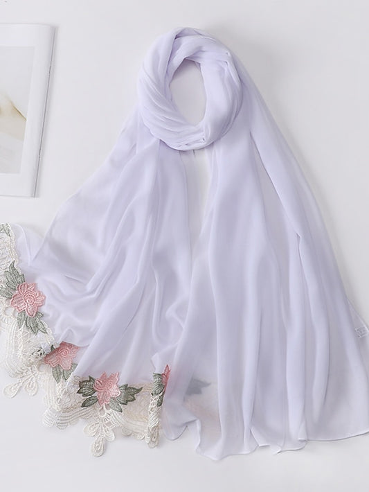 Sweet Style Muslim Lace Hijab Good Stitching Plain Scarf Premium Chiffon Scarf Shawl Islamic Soft Turban Head Wraps Headband - LuckyFash™