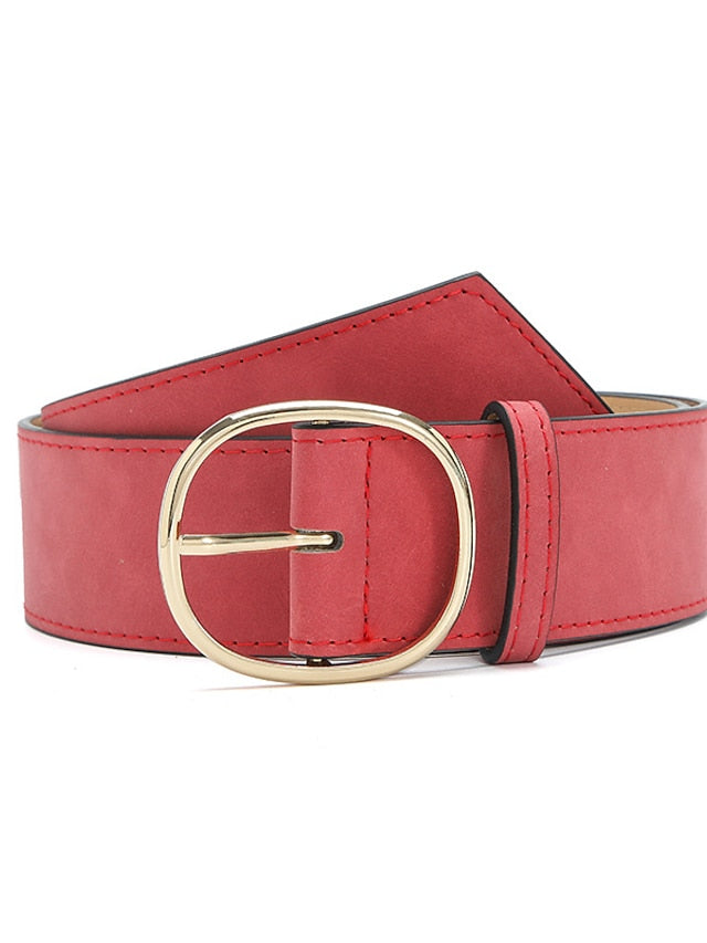 Women's Unisex PU Buckle Belt PU Leather Prong Buckle O-ring Classic Casual Party Work Black White Pink Red - LuckyFash™